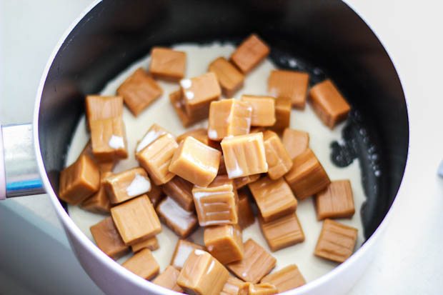 What are some recipes that call for Kraft caramels?