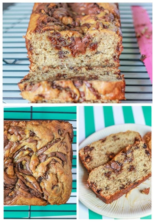 Nutella Swirl Peanut Butter Banana Bread