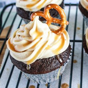 chocolate cupcakes with salted caramel frosting