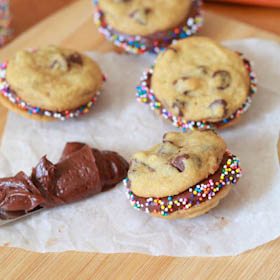 mini chocolate chip cookie sandwiches