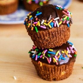 chocolate glazed banana bread muffins