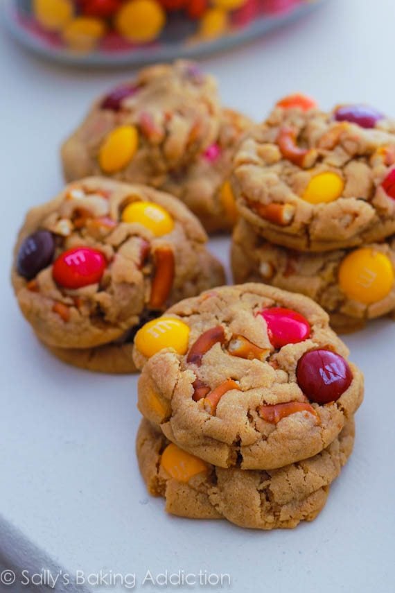 Mini Peanut Butter Pretzel M&M Cookies-5