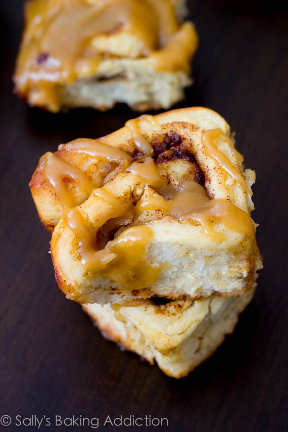 Caramel Apple Cinnamon Rolls by sallysbakingaddiction.com