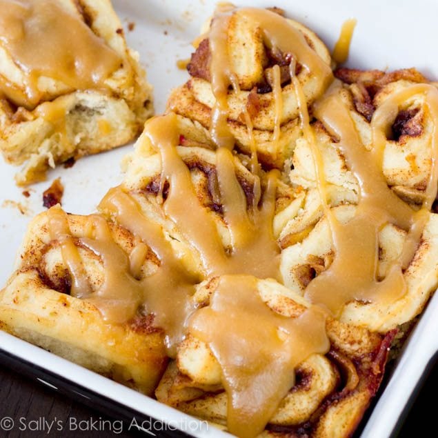 Caramel Apple Cinnamon Rolls by sallysbakingaddiction.com