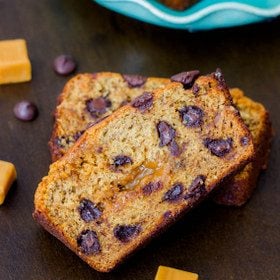 Caramel Swirl Chocolate Chip Banana Bread