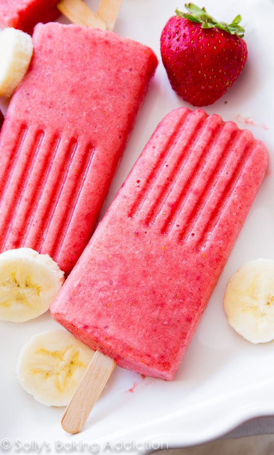 strawberry and banana popsicles