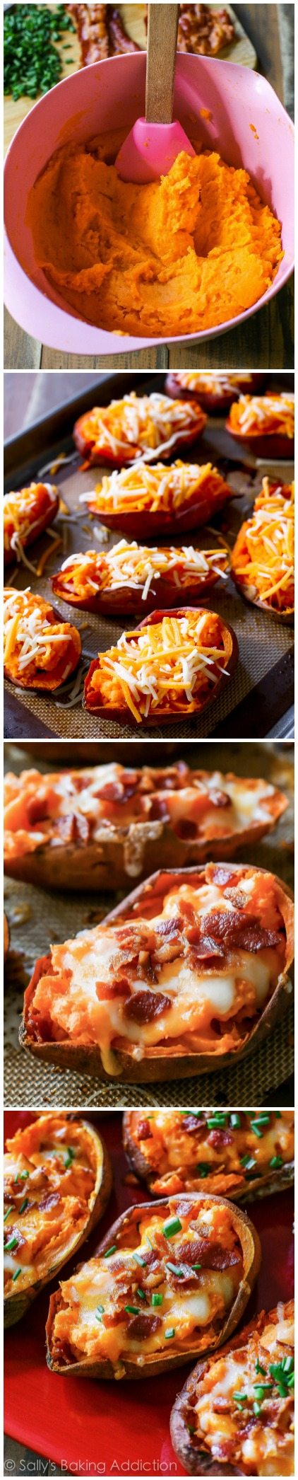 Loaded Sweet Potato Skins are so simple to make and they get SO crispy!