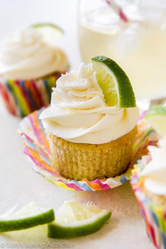 Margarita Cupcakes with Tequila Lime Frosting on sallysbakingaddiction.com