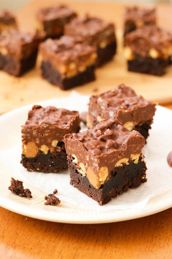 Peanut Butter Cup Crunch Brownies Sally S Baking Addiction