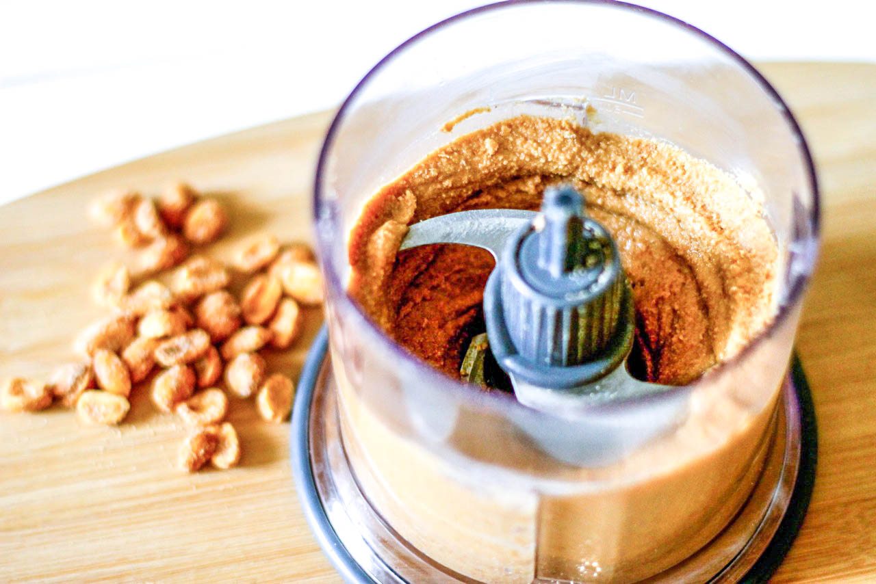 homemade honey roasted peanut butter in food processor