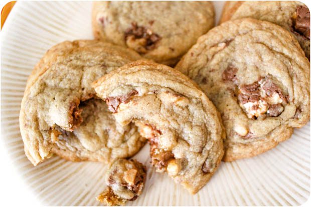 cookies stuffed with peanut butter Snickers bars