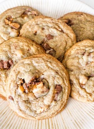cookies stuffed with peanut butter Snickers bars