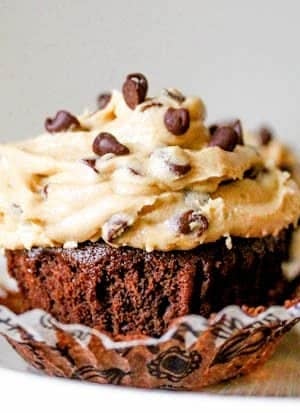brownie cupcakes with cookie dough frosting