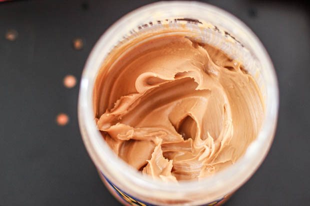 overhead image of a jar of peanut butter