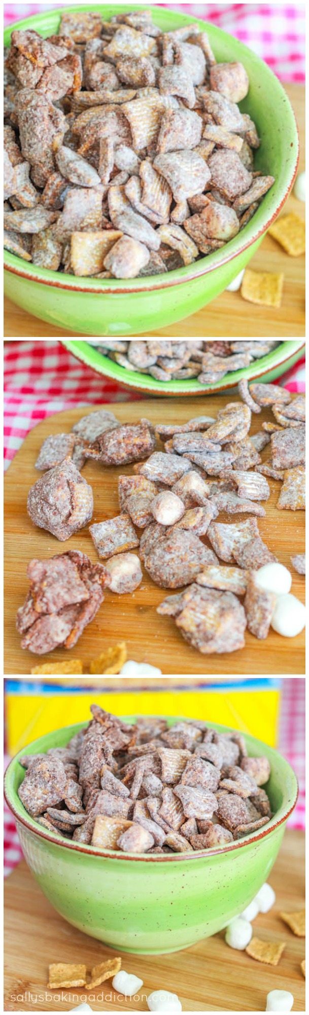 3 images of s'mores puppy chow