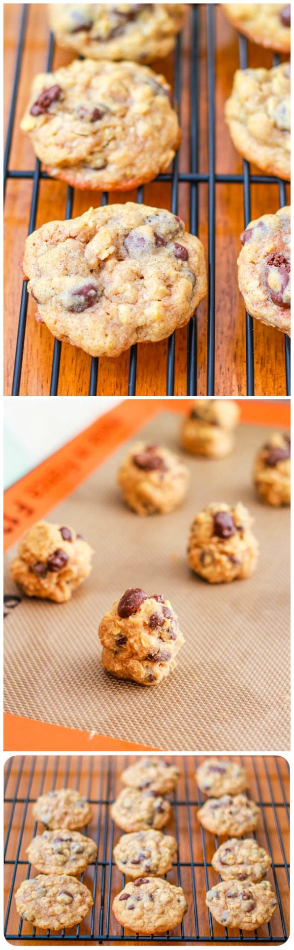 3 images of oatmeal raisinet cookies