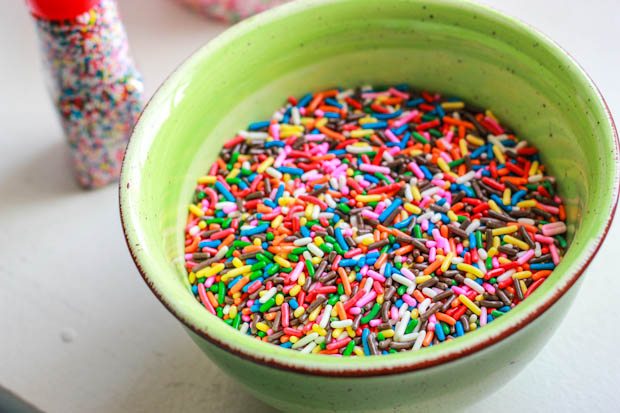 sprinkles in a green bowl