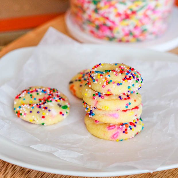 stack of cake batter sugar cookies on a white plate