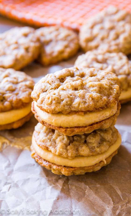 stack of oatmeal pumpkin creme pies