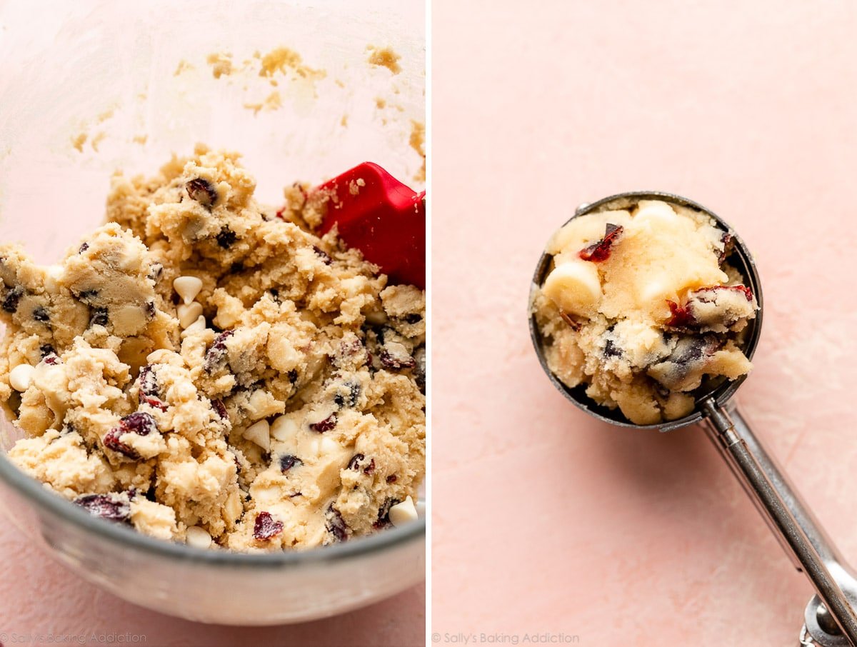 white chocolate chip cranberry cookie dough