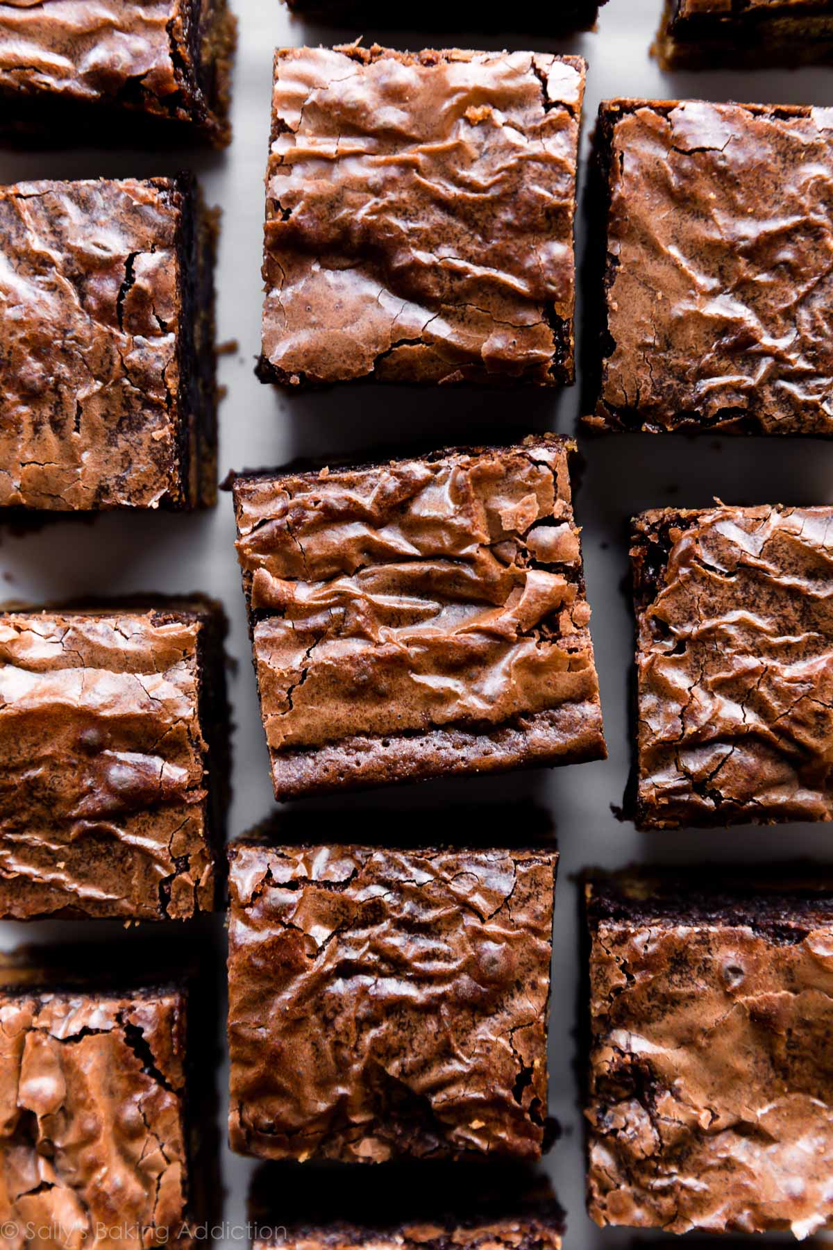 Shiny crackly brownie tops