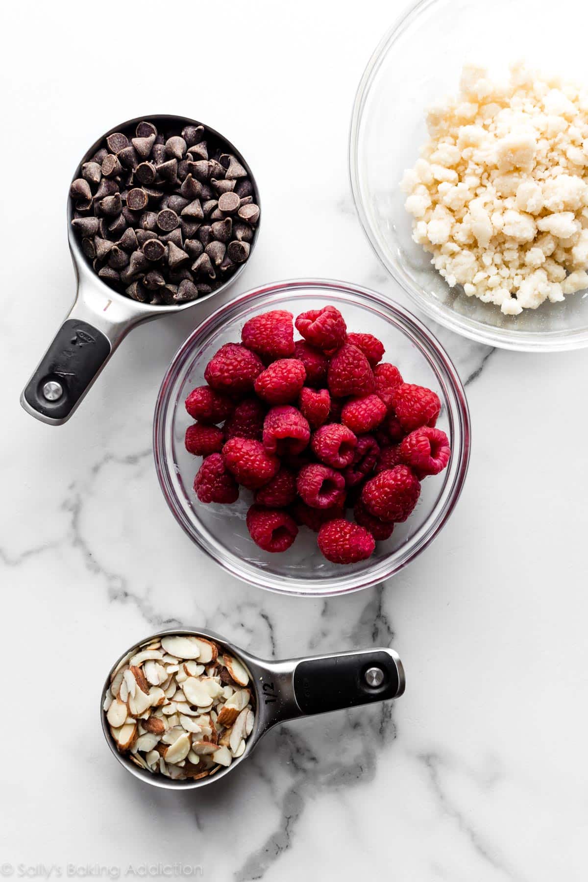 ingredients for dark chocolate raspberry breakfast cake