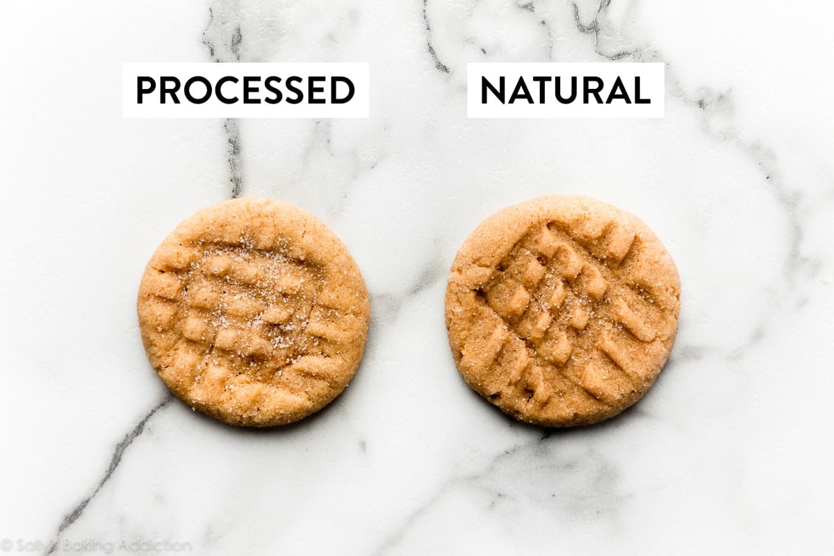 cookies made with processed vs natural peanut butter