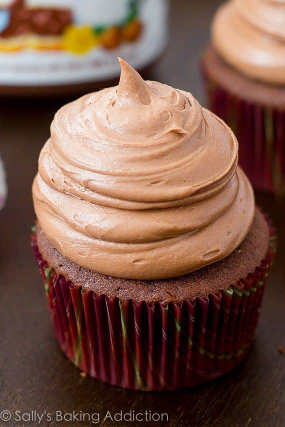 Nutella frosting on a cupcake