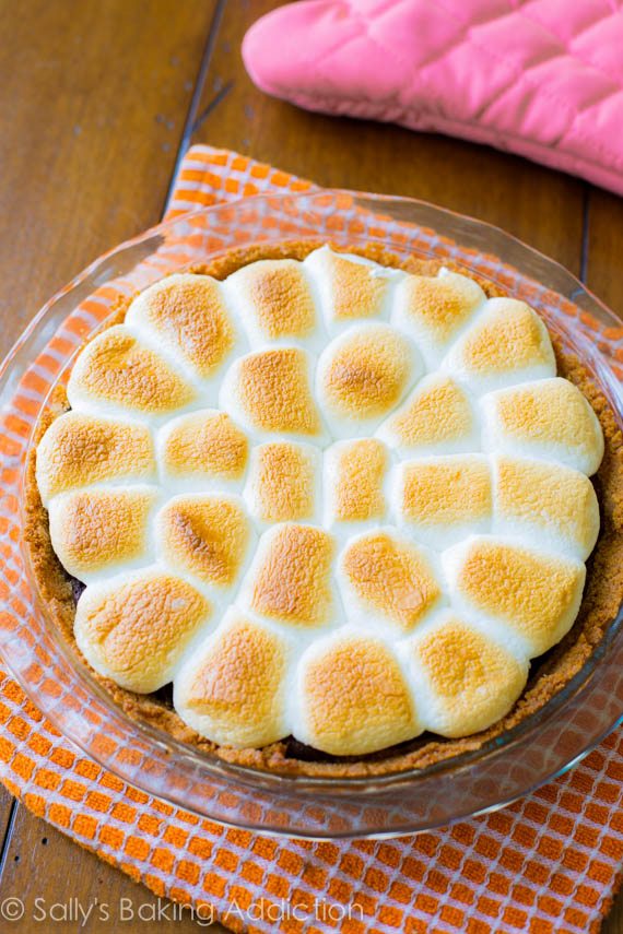 overhead image of s'mores brownie pie