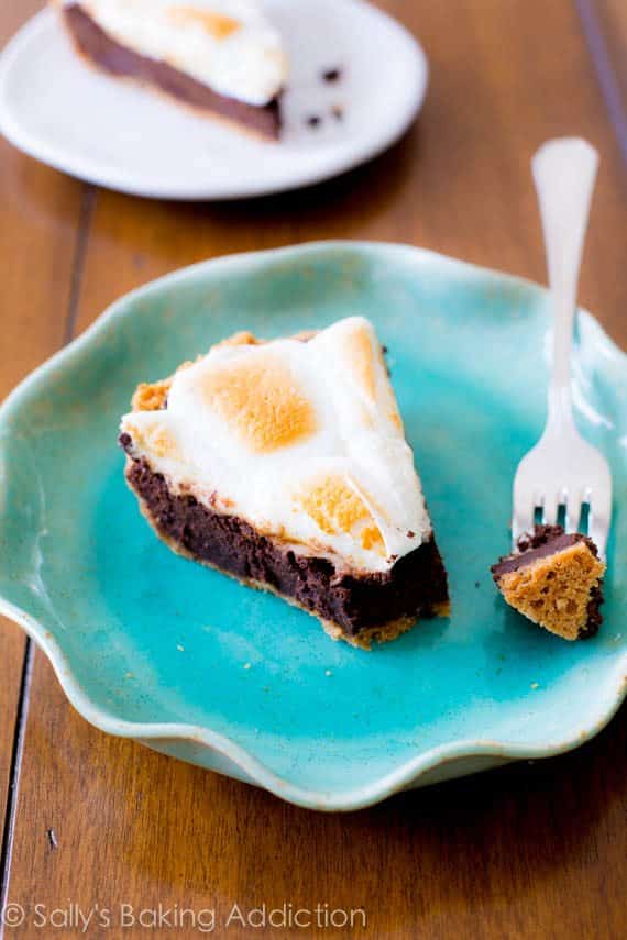 S'mores on top of a brownie pie - no campfire required! There won't be a crumb left.