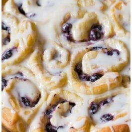 collage of 3 blueberry sweet rolls images