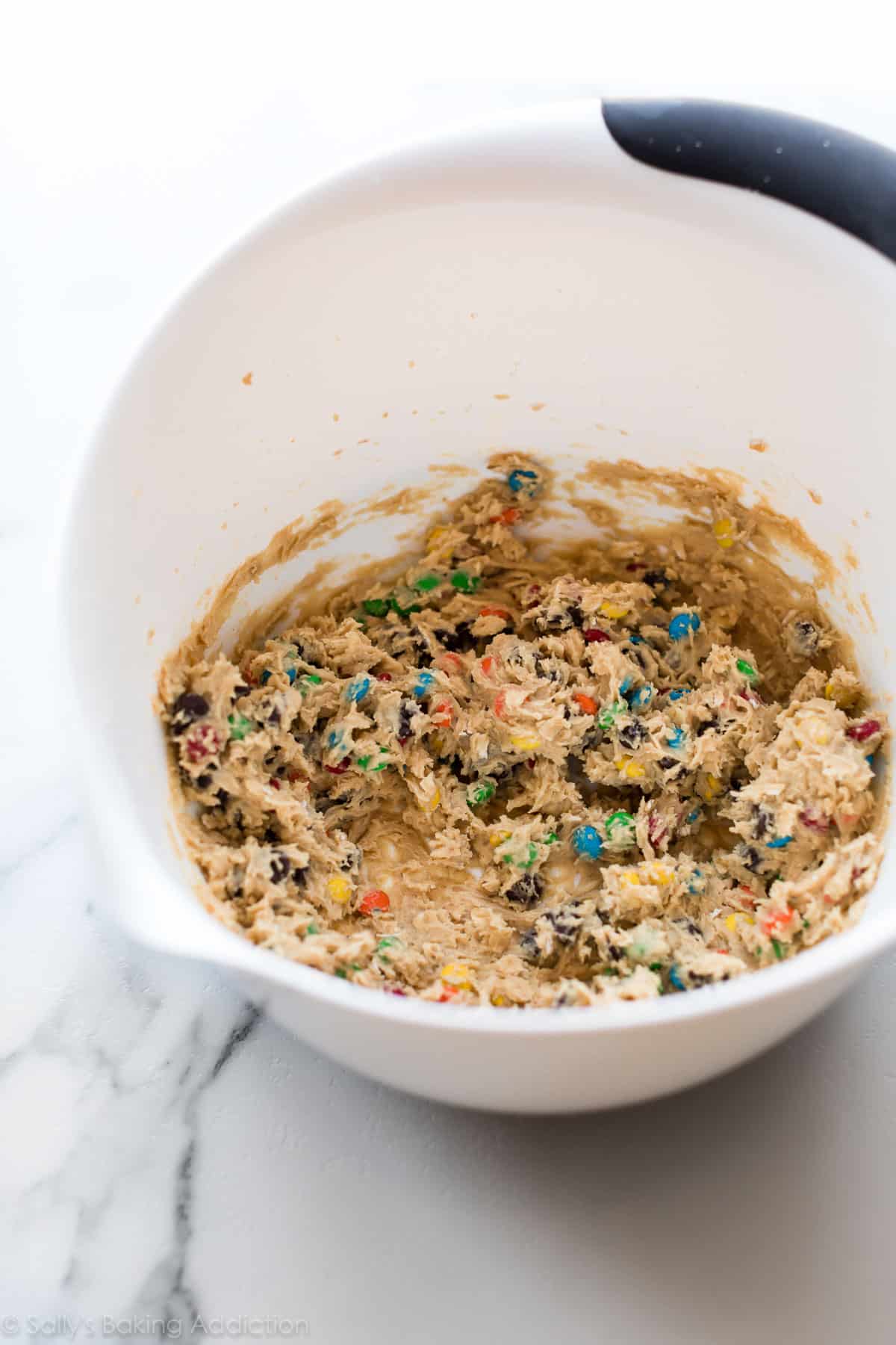 Monster cookie dough in bowl