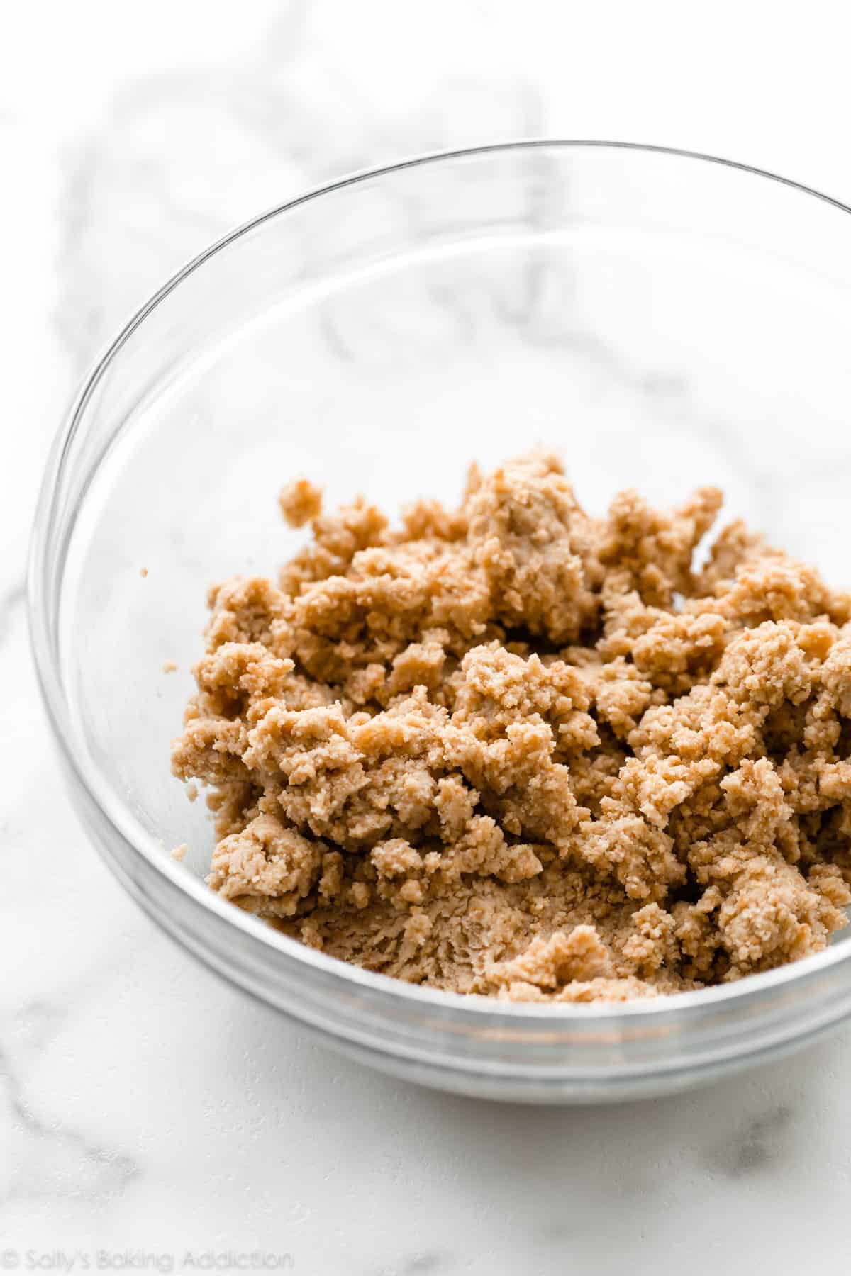 No bake peanut butter bars mixture in glass bowl
