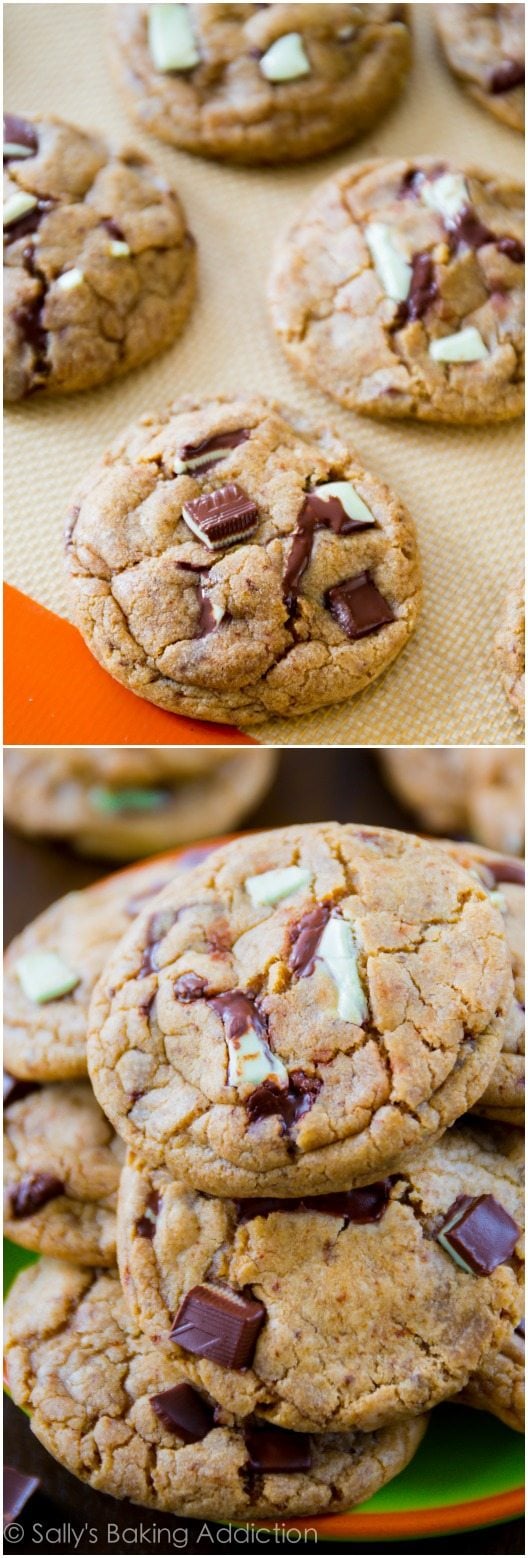 2 images of mocha mint cookies
