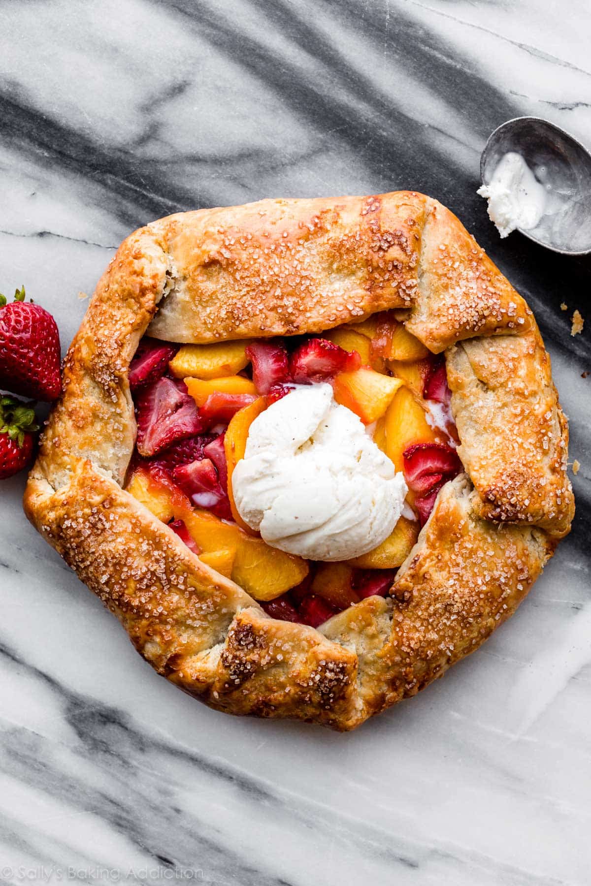 Strawberry and peach galette