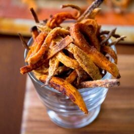 sweet potato fries in a glass bowl