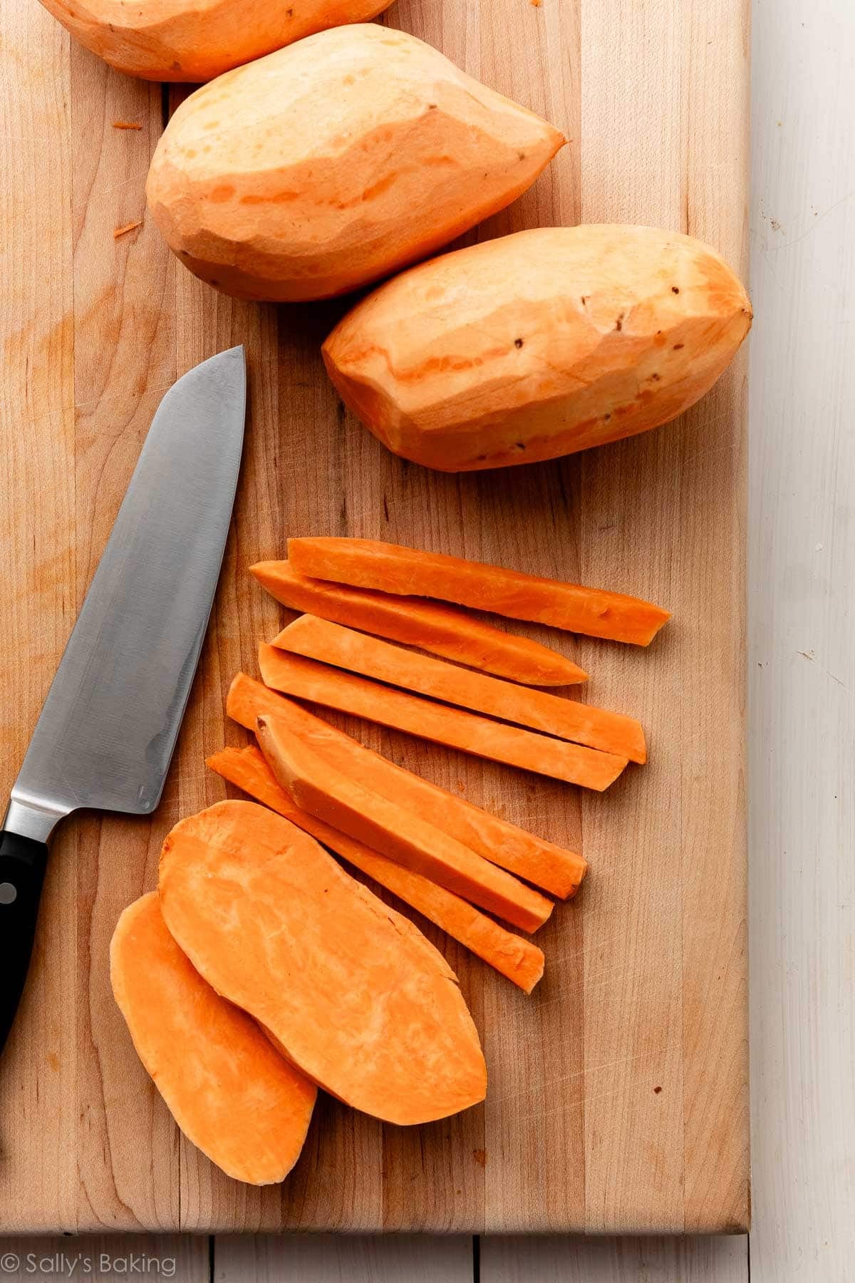 potatoes cut into strips.
