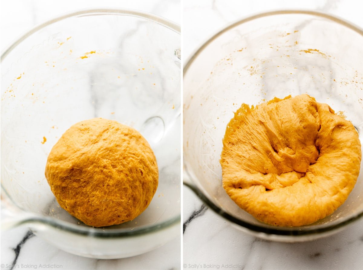 pumpkin dough in glass bowl