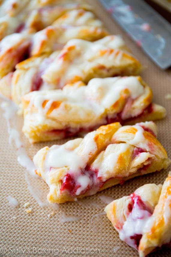 raspberry danish pastry braid with icing