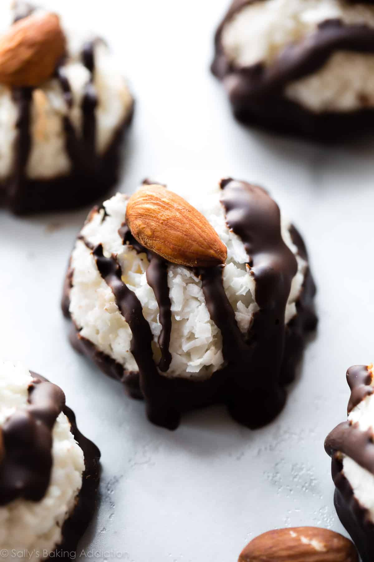 Coconut macaroons drizzled with dark chocolate