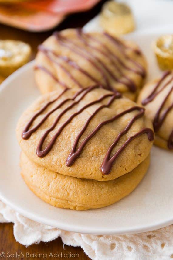 Reese's stuffed peanut butter cookies on a white plate