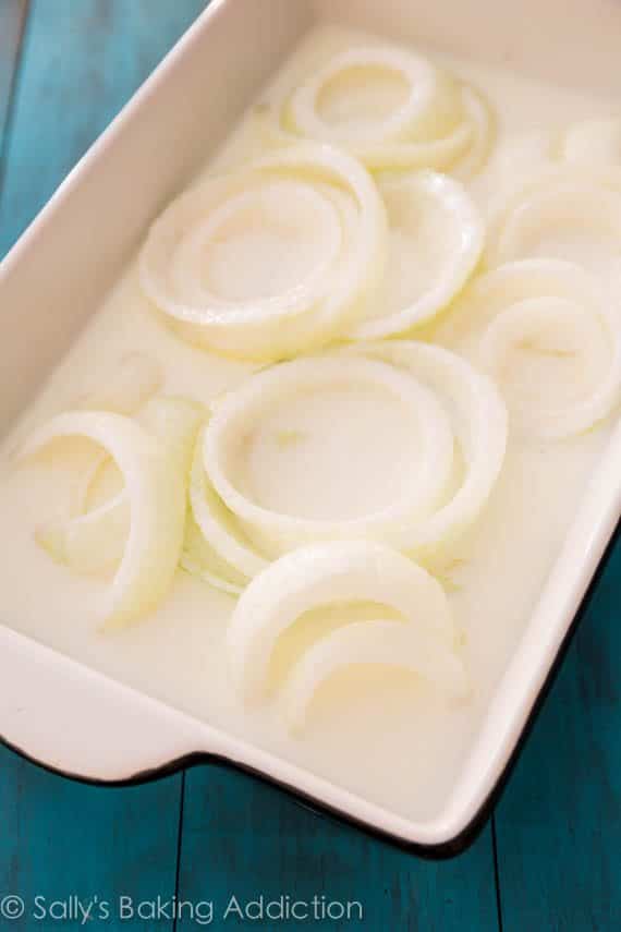 sliced onions in a dish