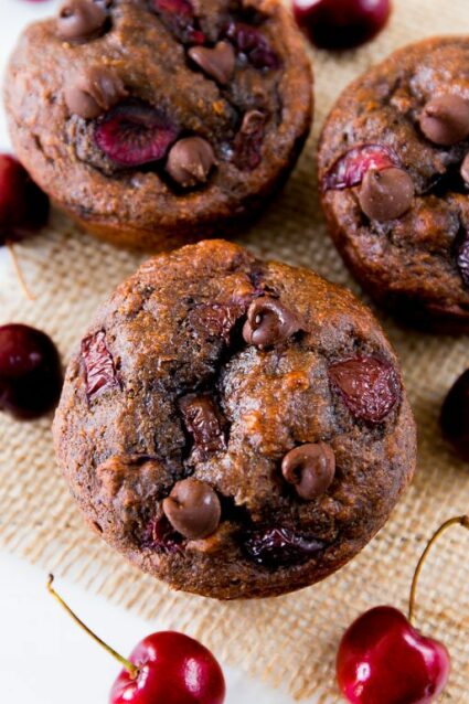 110 Calorie Chocolate Cherry Muffins