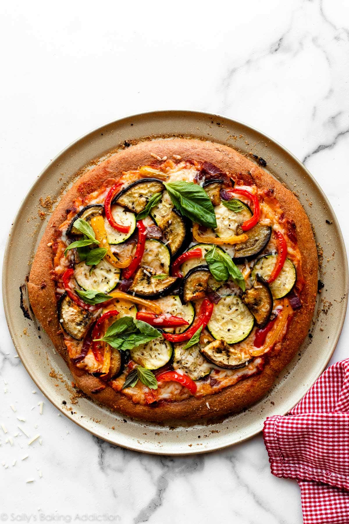roasted vegetable pizza with homemade whole wheat crust