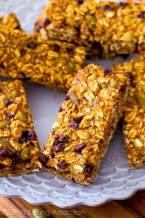 granola bars on a white plate