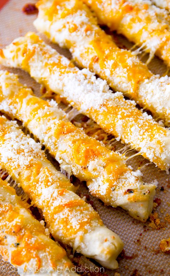 cheesy breadsticks on a silpat baking mat