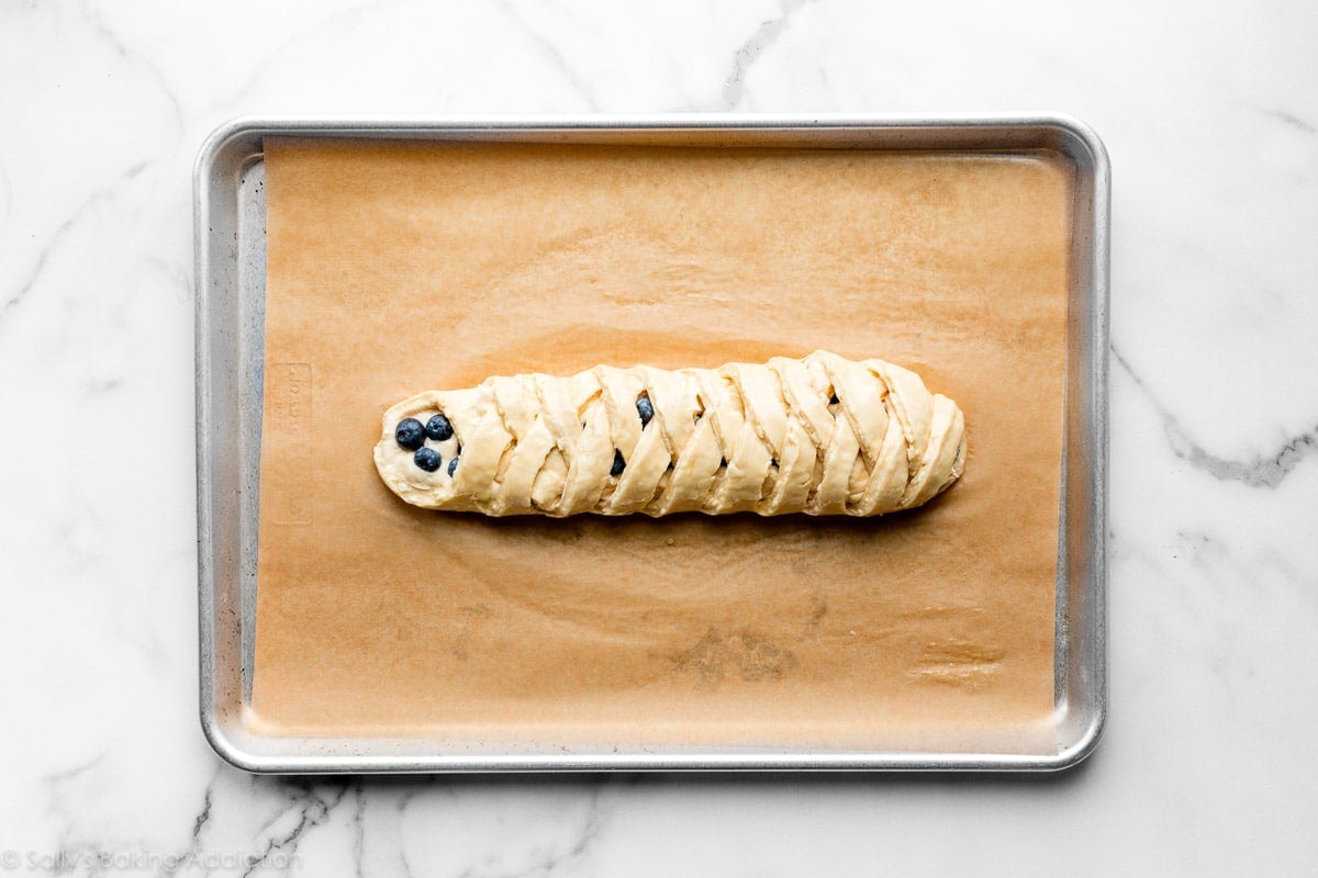 shaped pastry braid before baking