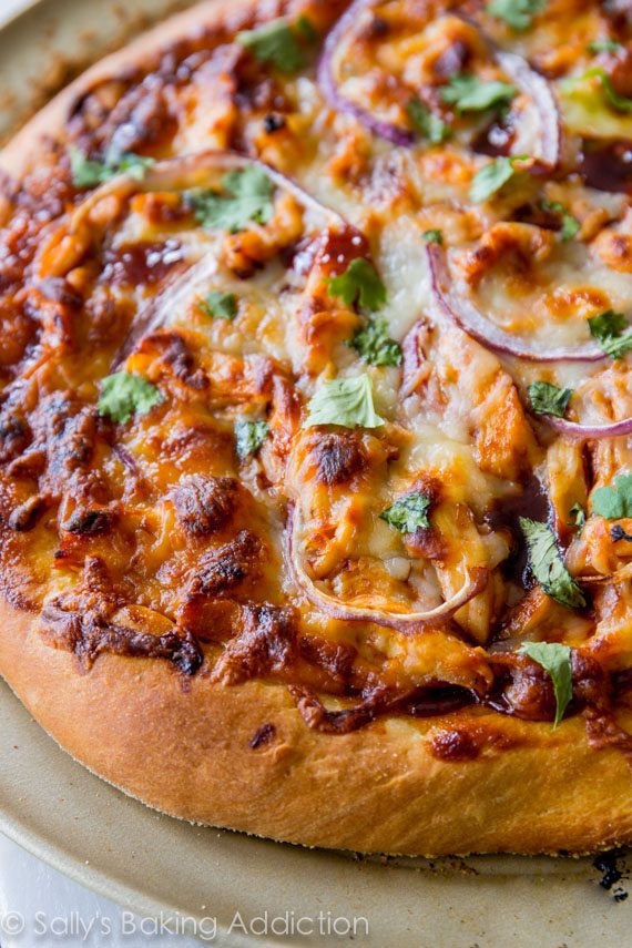 Homemade BBQ Chicken Pizza on a pizza plan