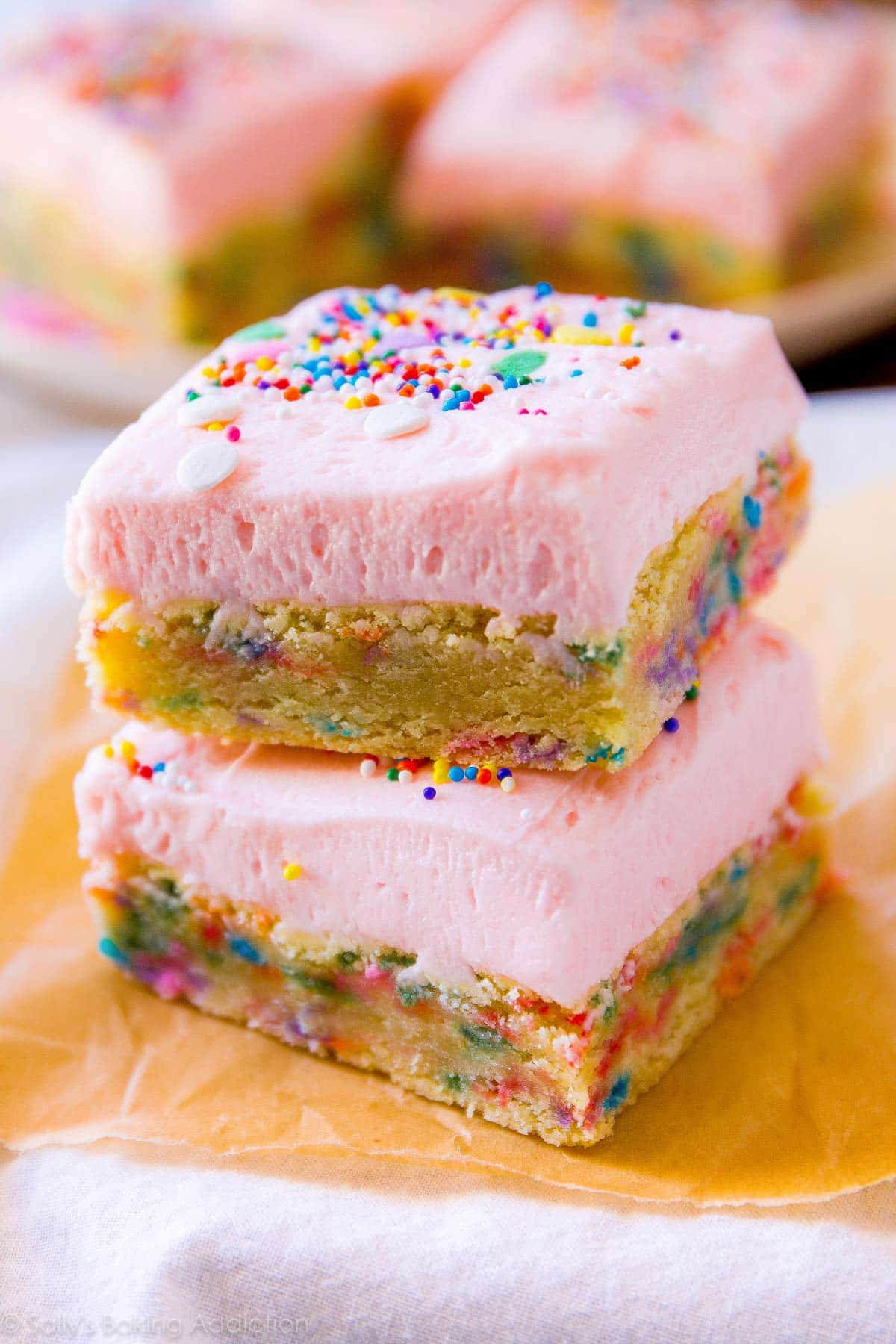 stack of frosted sugar cookie bars