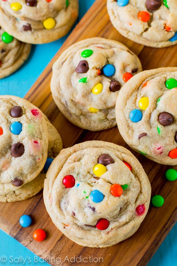 chewy chocolate chip cookies with M&Ms